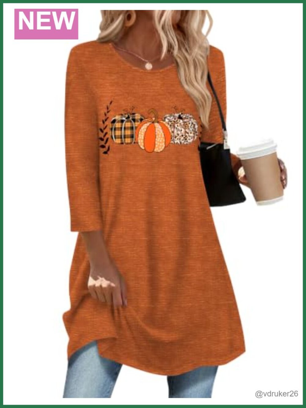 Women's 3/4 Sleeve Tunic Top Loose Fit Dressy Casual Blouse